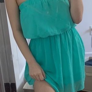 Tube-top dress, sea-green, lightweight, Express